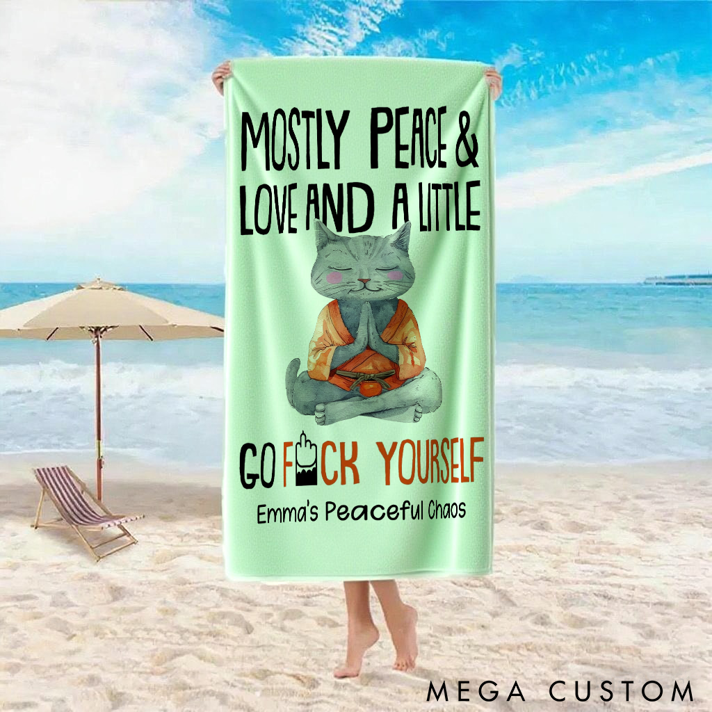 Personalized Funny Cat Superpower Towel with Humorous Text Design Perfect Gift for Yoga Lover and Cat Lover