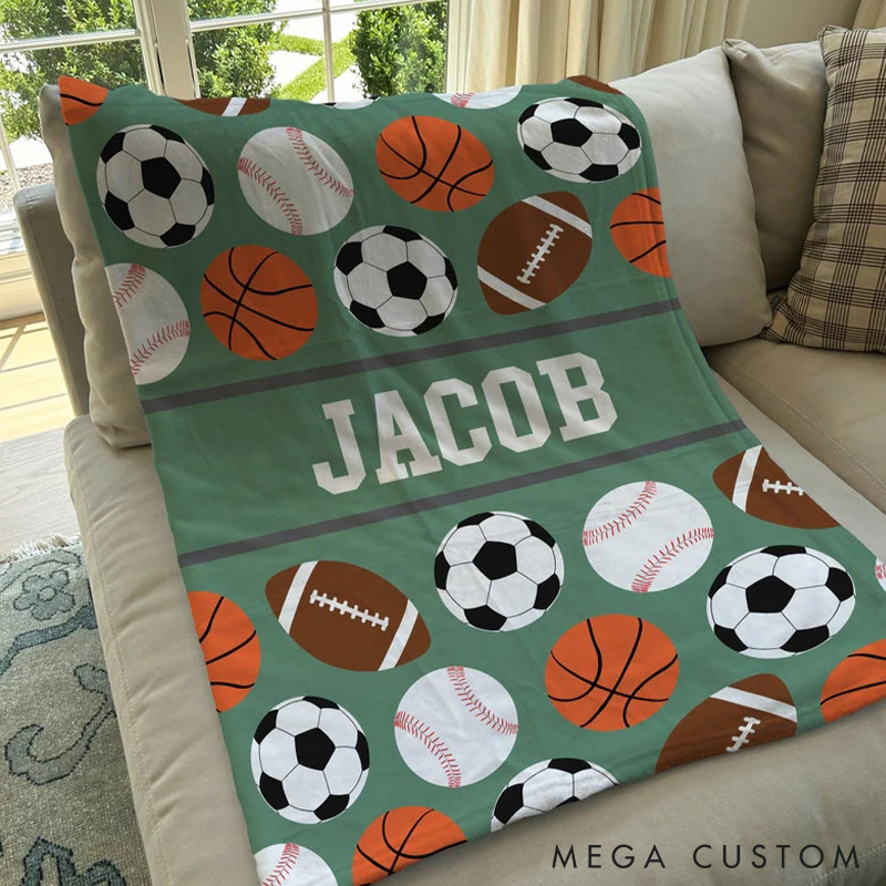 Personalized Sport Design Blanket with Custom Name for Sport Lover