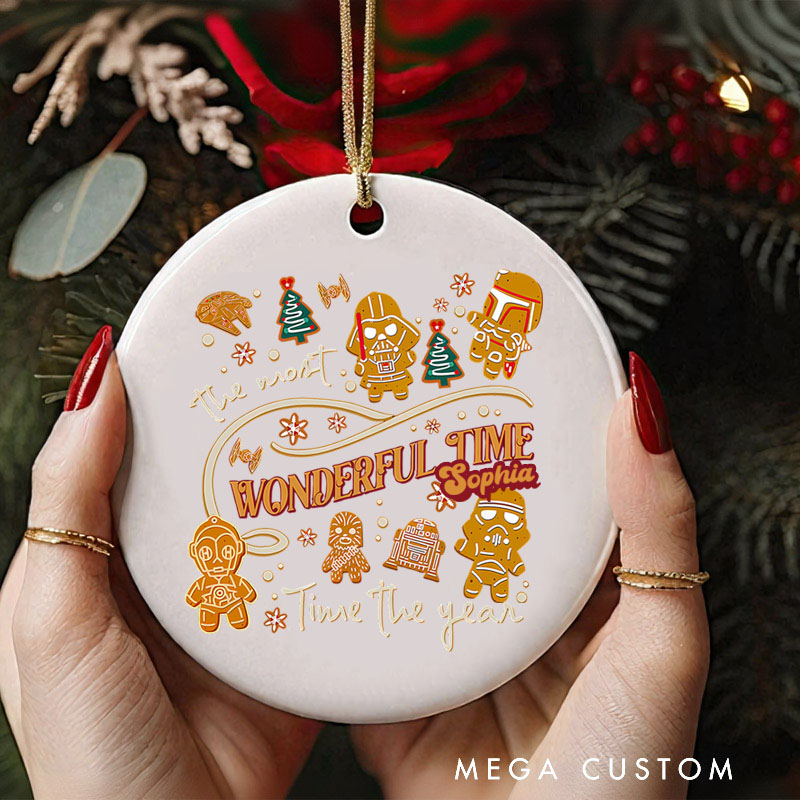 Personalized Star Gingerbread Wonderful Time Christmas Ornament Galaxy War Film Ornament Movie Holiday Ornament