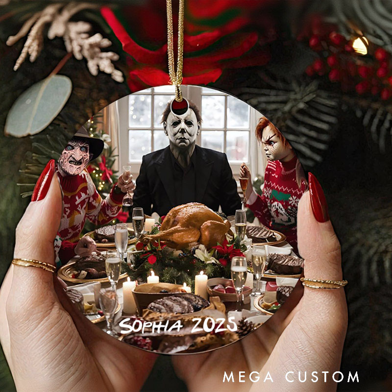 Personalized Merry Creepmas Christmas Ornament Retro Horror Film Series Ornament Movie Holiday Ornament