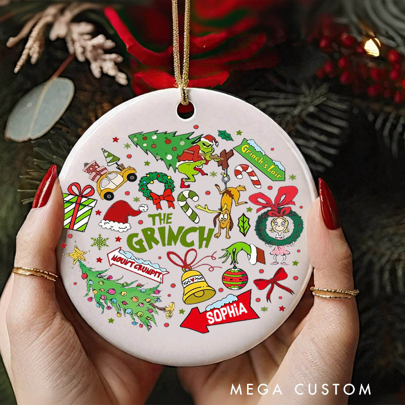 Personalized Green Monster Elements Christmas Ornament Christmas Film Ornament Movie Holiday Ornament