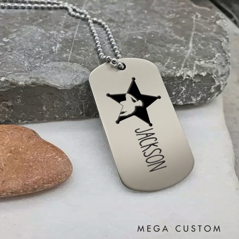 Personalized Police Badge Dog Tag Necklace Custom Law Enforcement Gift for Officers