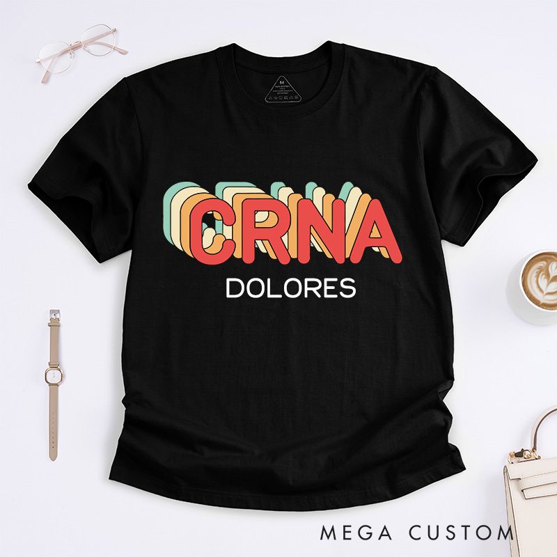 Personalized Nurse T-Shirts CRNA Bold & Retro Fashion Design T-Shirts