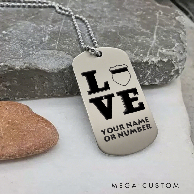 Personalized Love Police Dog Tag Necklace Custom Gift for Law Enforcement Supporters