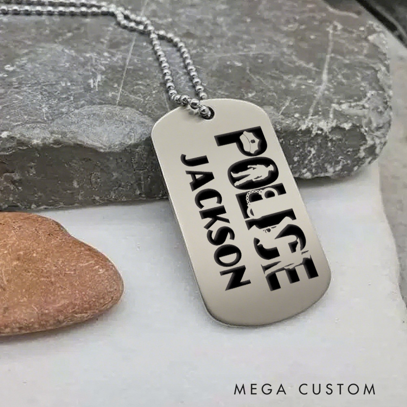 Personalized Police Dog Tag Necklace Custom Gift for Law Enforcement Officers