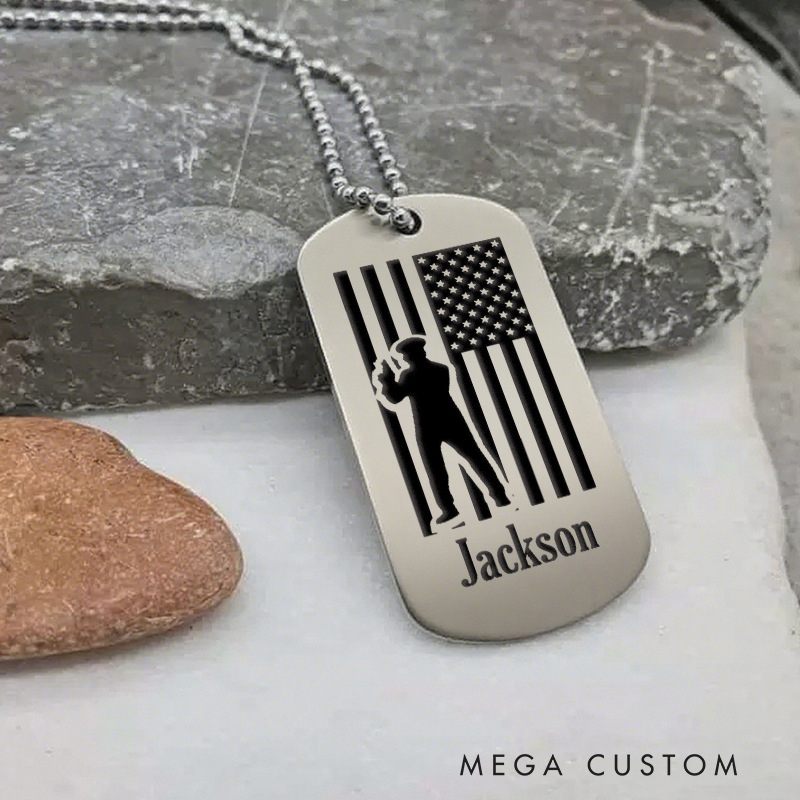 Personalized Thin Blue Line Police Dog Tag Necklace Custom Gift for Law Enforcement