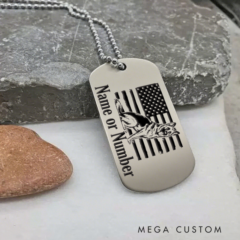 Personalized K9 Police Dog Tag Necklace Custom Gift for Law Enforcement