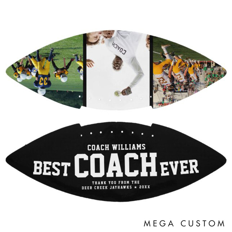 Personalized American Football "BEST COACH EVER" with Custom Photo and Name for Celebrate Your Coach