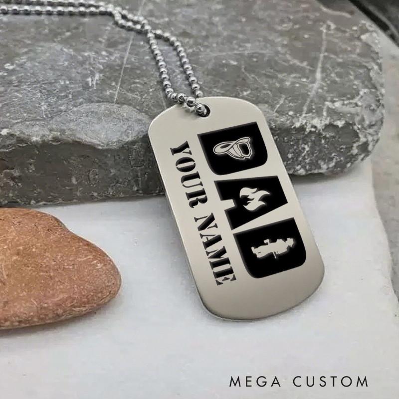 Personalized Firefighter Dog Tag Necklace Dad Firefighter with Icon Design