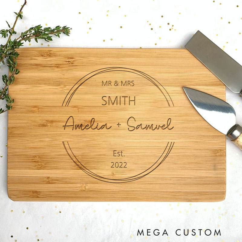 Personalized Engraved Anniversary Wood Cutting Board 5th Anniversary Gift for Couple