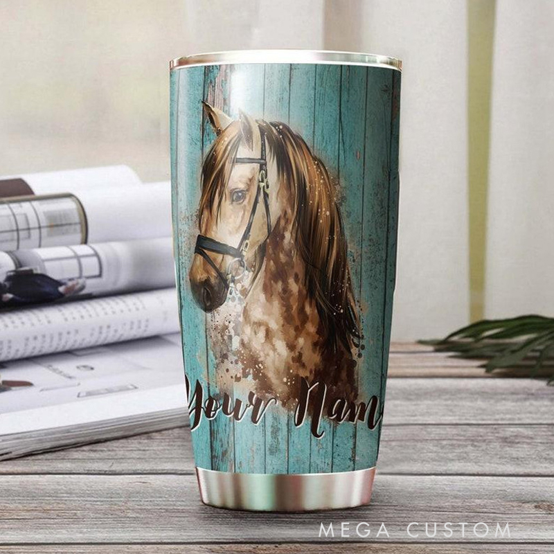 Personalized This Girl Runs On Jesus and Horses 20oz Stainless Steel Tumbler with Name Christmas Gift