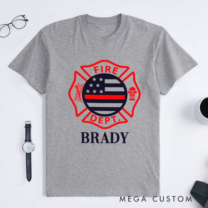 Personalized Patriotic Bold Classic Firefighter Maltese Cross Emblem Design Gift for Firefighter T-Shirt