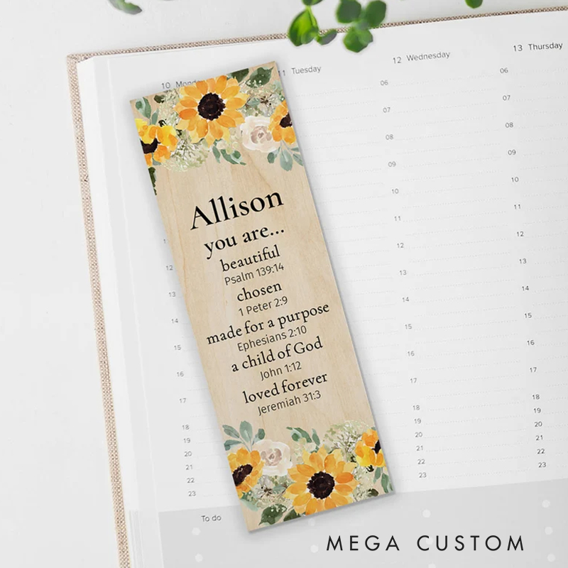 Personalized Wood Water Color Sunflower You are Bookmark for Best Friend Christian Gift for Birthday Unique Gifts for Book lover