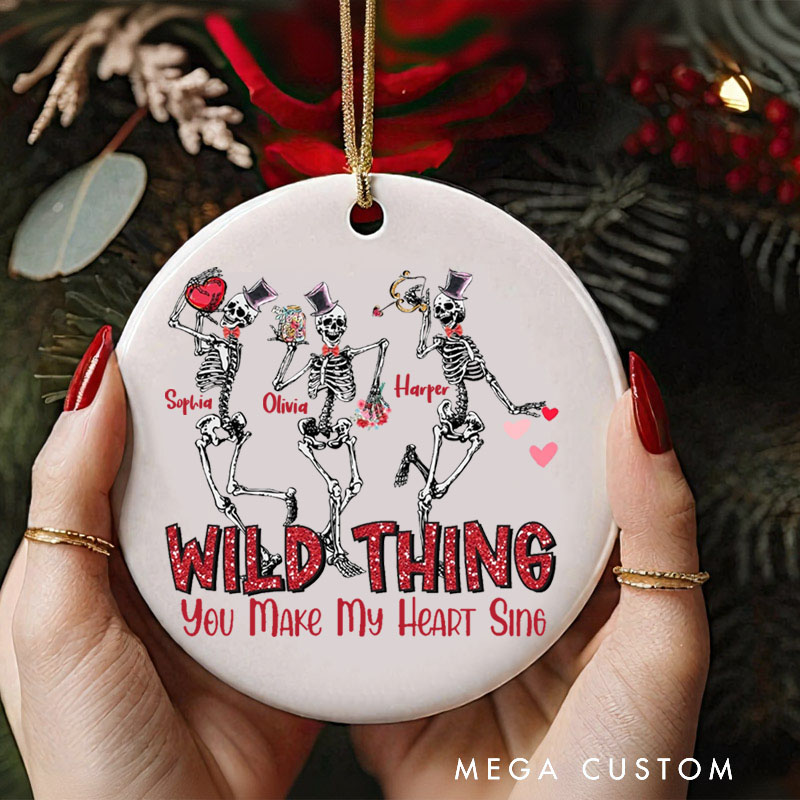 Personalized Christmas Ornament Wild Thing You Make My Heart Sing Skeleton Dancing Ornament