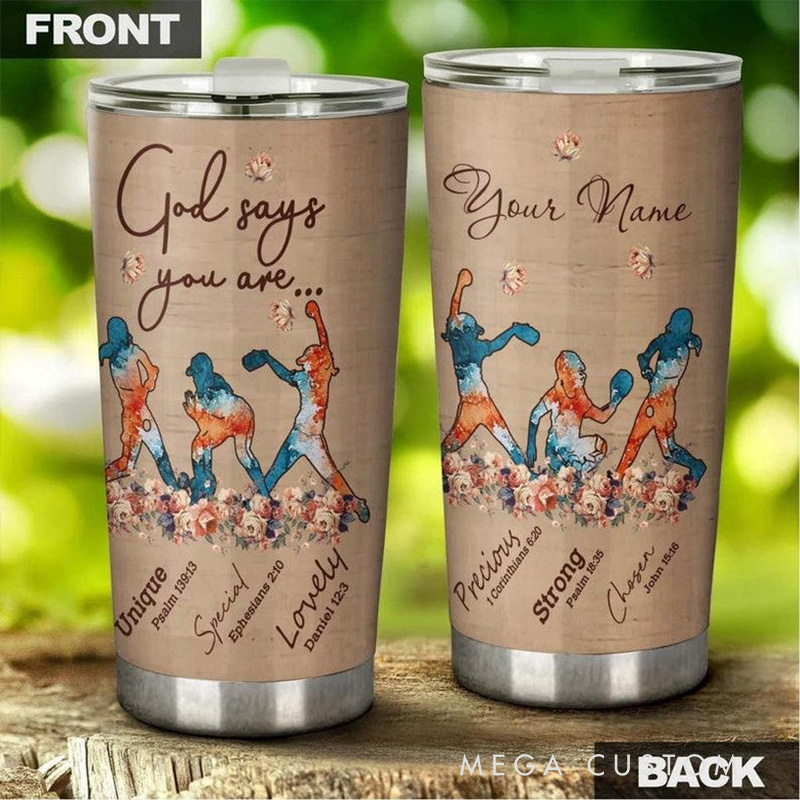 Personalized God Says you are Unique 20oz Stainless Steel Tumbler with Name Religious Gift 
