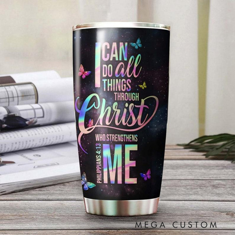 Personalized Jesus Sunflower 20oz Stainless Steel Tumbler with Name Religious Gift for Women