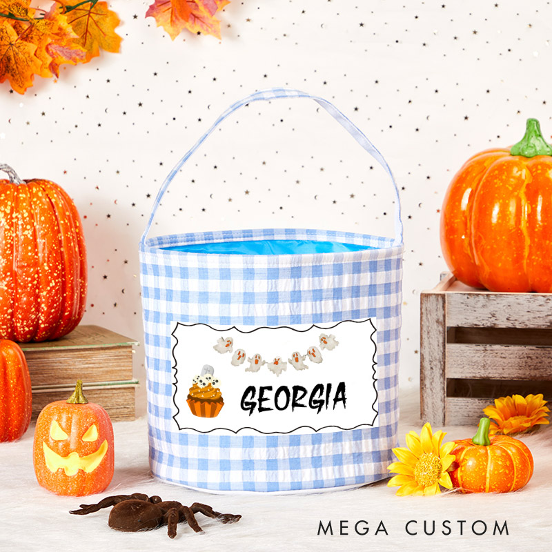 Personalized Halloween Treat Basket Ghostly Fun Design Basket For Kids