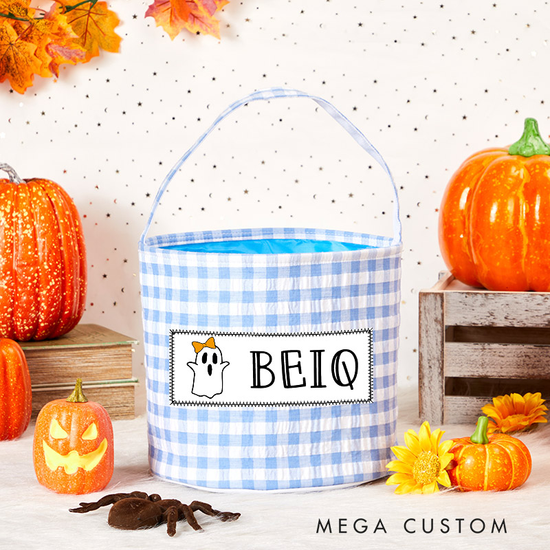 Personalized Halloween Treat Basket Customizable Icon with Name Design Halloween Basket Kids Gift