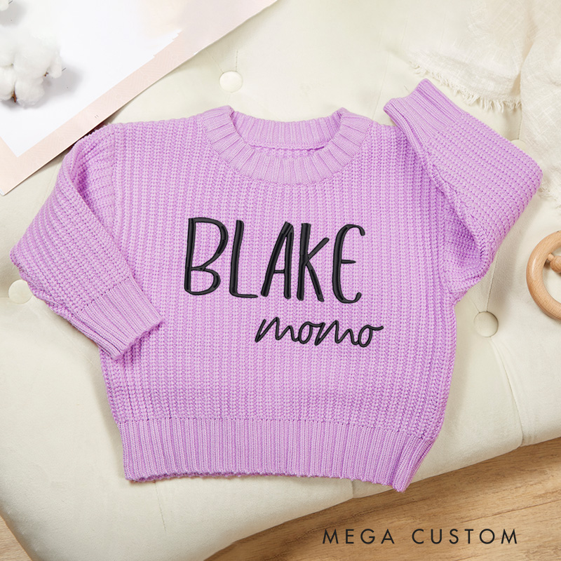 Personalized Name Sweater Embroidered Knitted Sweater Birthday Gift