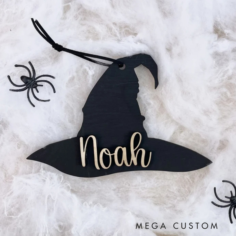 Personalized Halloween Hanging Ornaments Wooden Boo Name Tag Halloween Decor