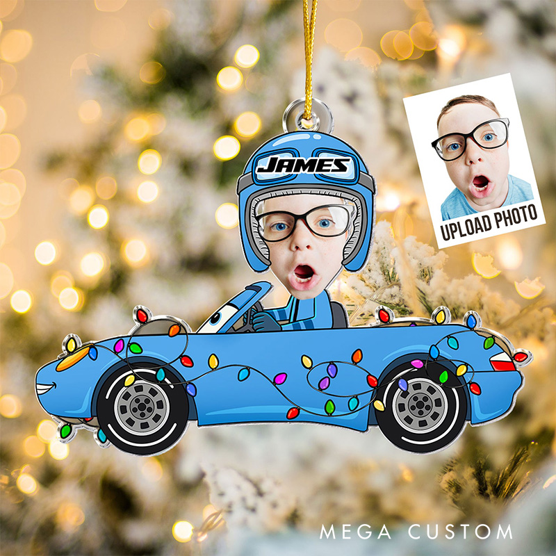 Personalized Custom Kid or Baby Face Car Toys Funny Christmas Ornament