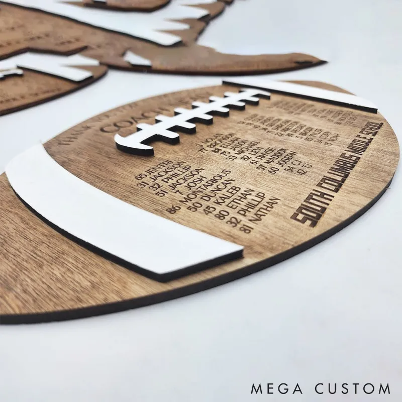 Personalized Football Wood Coach Plaque with Custom Your Text for End of Season Coach Gift