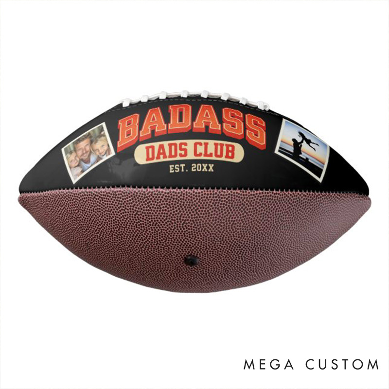 Personalized American Football"BADASS DADS CLUB" with Custom Photo for Father's Day