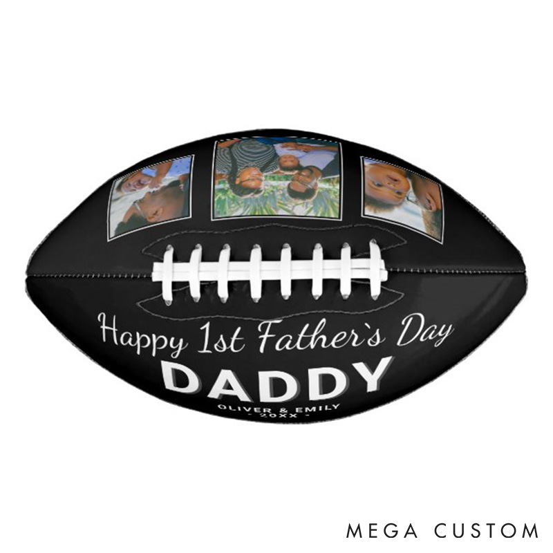 Personalized "Happy 1st Father's Day" American Football Keepsake with Custom Photo and Celebrate a Special Milestone