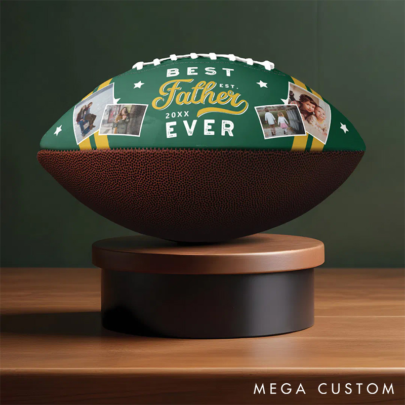 Personalized “BEST FATHER EVER” American Football with Custom Photo and A Gift Full of Memories