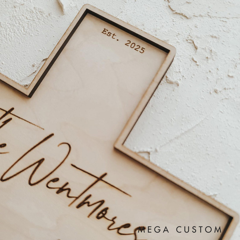 Personalized Bible Verse Wooden Cross with Family Name Engraving Religious Gift Home Decor Wedding Gift Christian Gift 