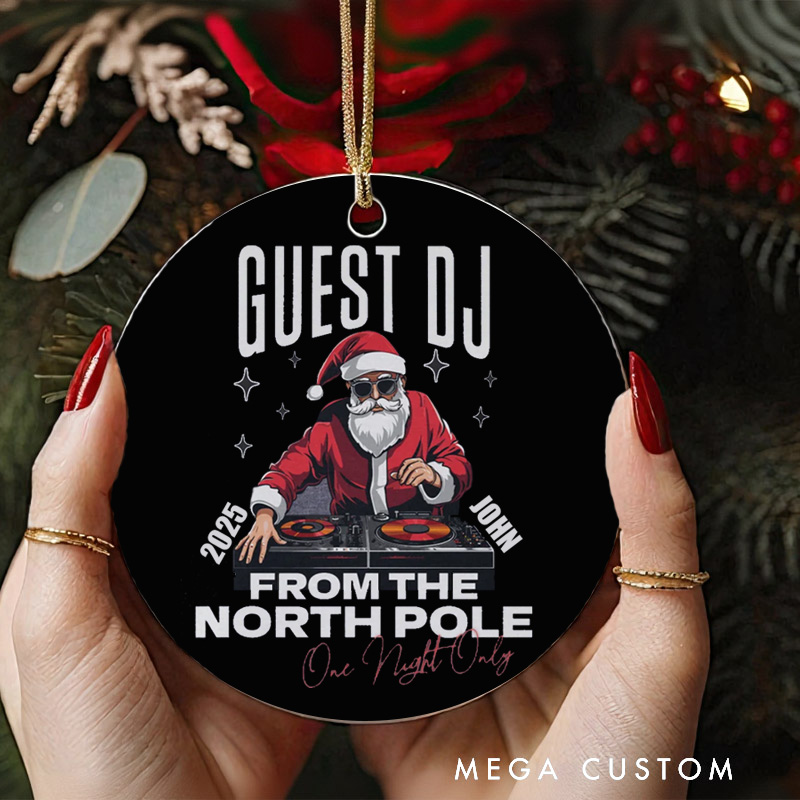 Personalized Ornament Music Lover Christmas Ornament Funny Santa Ornament DJ Gift Santa Xmas Party Ornament