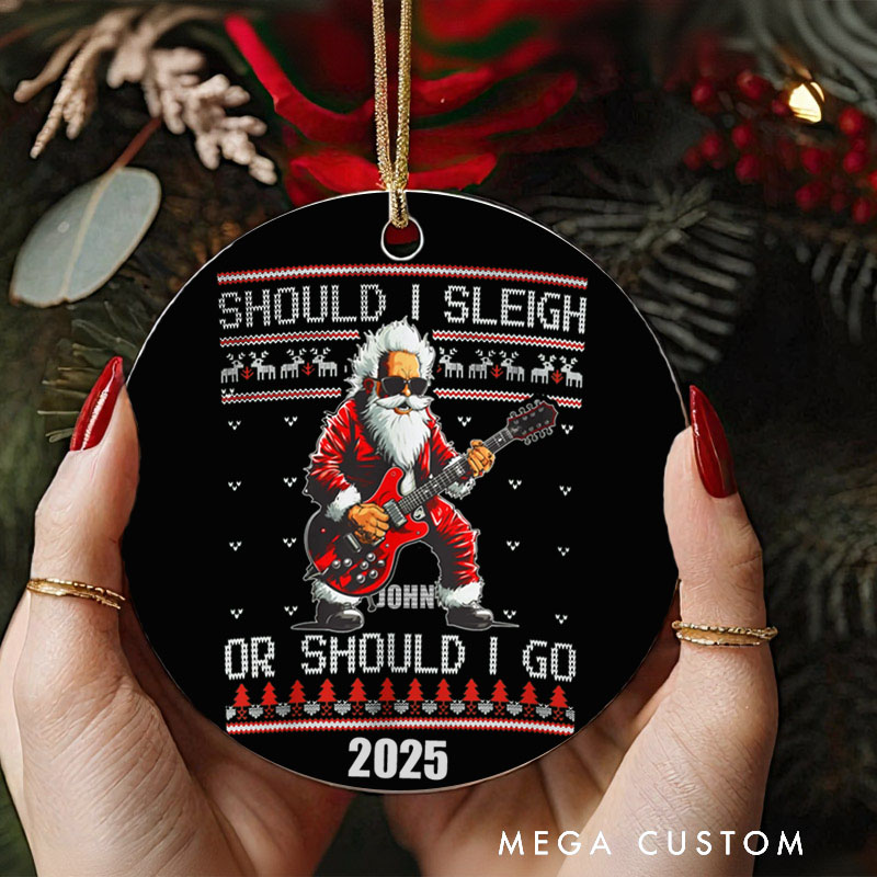 Personalized Ornament Punk Rocker Santa Ornament Rock n Roll Christmas Ornament Heavy Metal Music Ornament