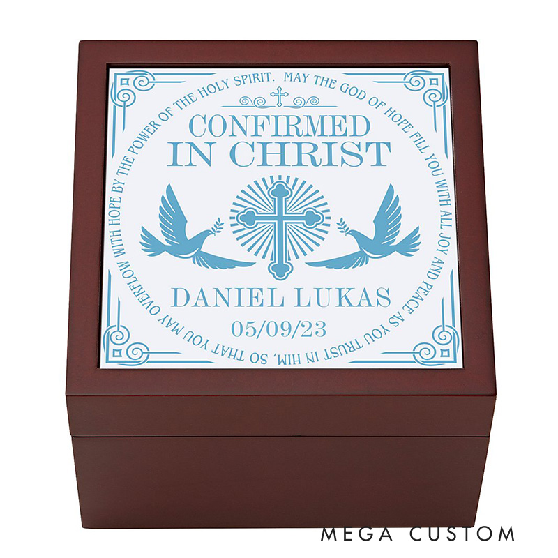 Personalized Confirmed in Christ Keepsake Box with Name and Date Religious Gift Confirmation Gift for Kids