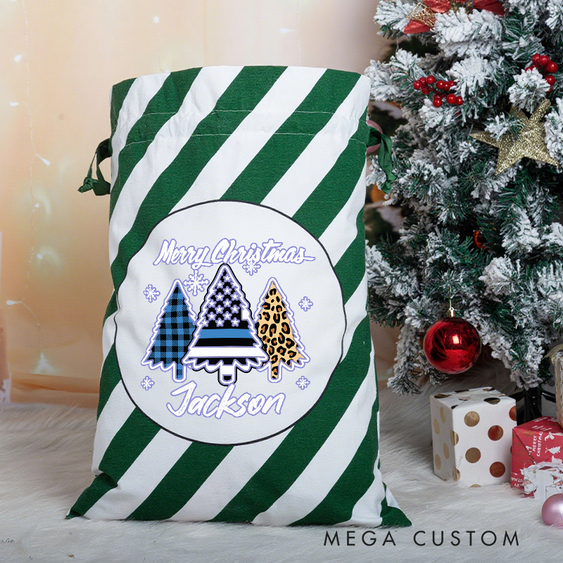 Personalized Christmas Gift Bags for Police Officers with Festive Tree Design