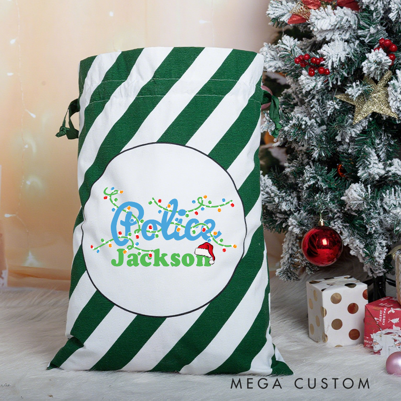 Personalized Police Christmas Gift Bag for Police with Festive Lights 
