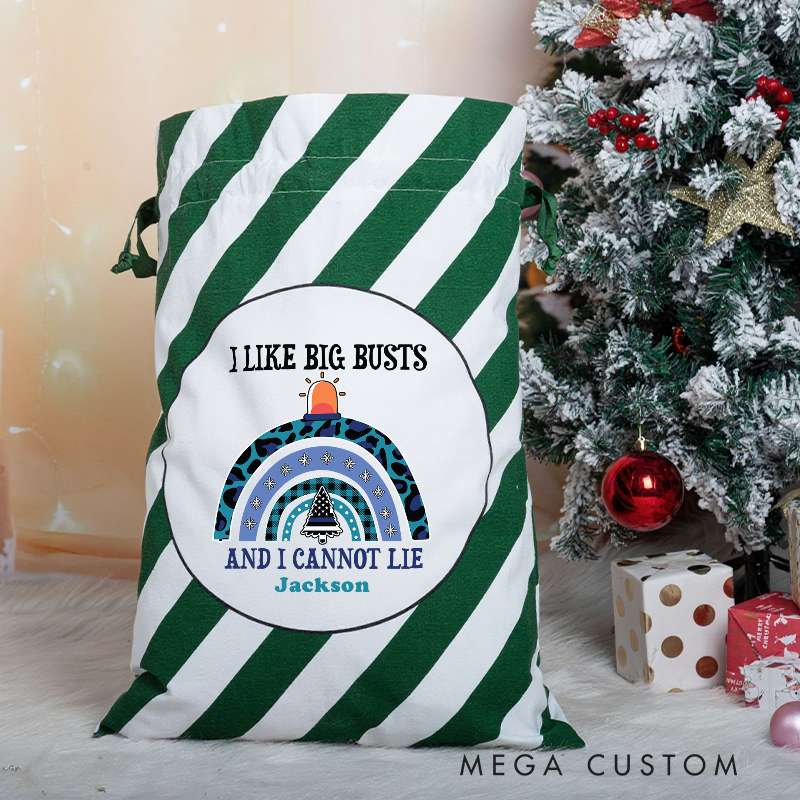 Personalized Funny Police Christmas Gift Bag with Big Busts Quote  Gift for Police Officer