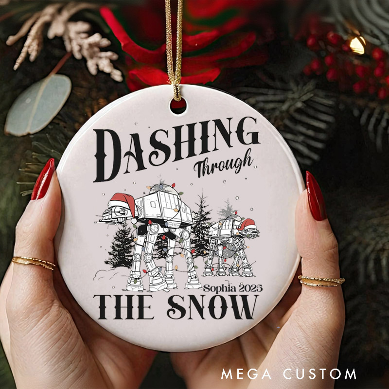 Personalized Star Dashing through the Snow Christmas Ornament Galaxy War Film Ornament Movie Holiday Ornament