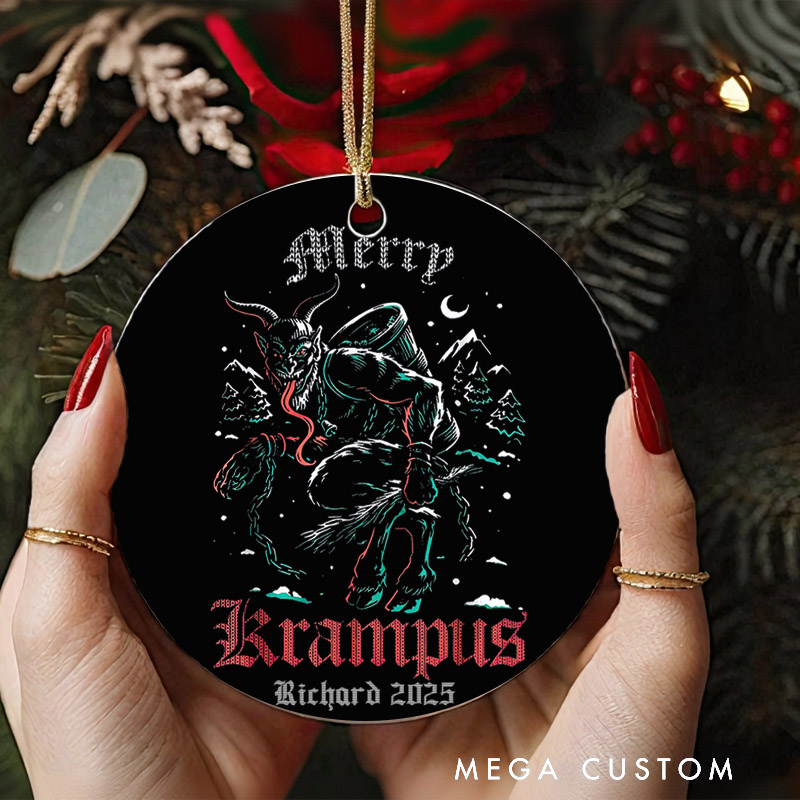 Personalized Merry Krampus Christmas Ornament Retro Horror Film Series Ornament Movie Holiday Ornament