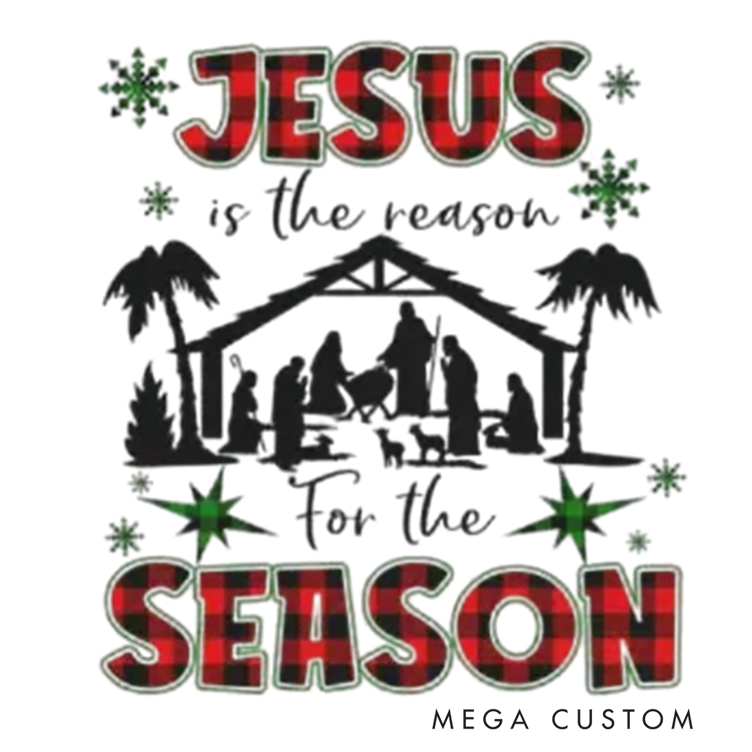 Personalized Black Red Christmas Jesus Is the Reason for the Season Family Matching Long Sleeve Pajama with Name Christmas Gift Religious Gift