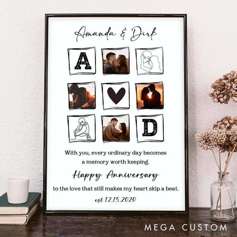 Personalized 50th Anniversary Canvas Couple Memories Canvas Painting with Photo Anniversary Gift Painting for Wife Husband