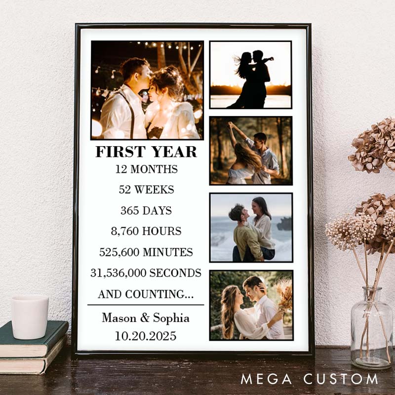 Personalized First Year Anniversary Canvas Wedding Anniversary Milestone Canvas Painting Wife Husband Anniversary Gift Painting
