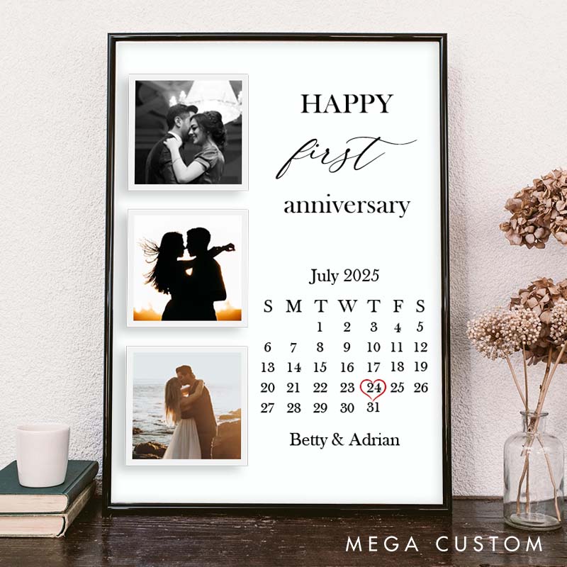 Personalized Happy First Anniversary Canvas Painting Couple Anniversary Keepsake Canvas for Couple Husband Wife Anniversary Painting