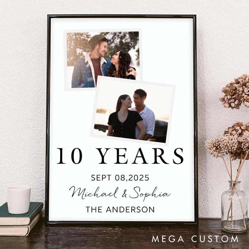 Personalized 50 Years Anniversary Canvas Painting Couple Canvas Painting with Photo Anniversary Canvas for Husband Wife