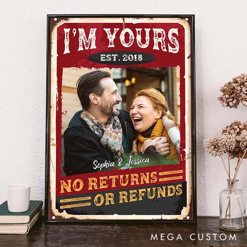 Personalized Couple Anniversary Canvas Painting I'm Yours No Returns or Refunds Since Vintage Anniversary Gift Painting for Couple