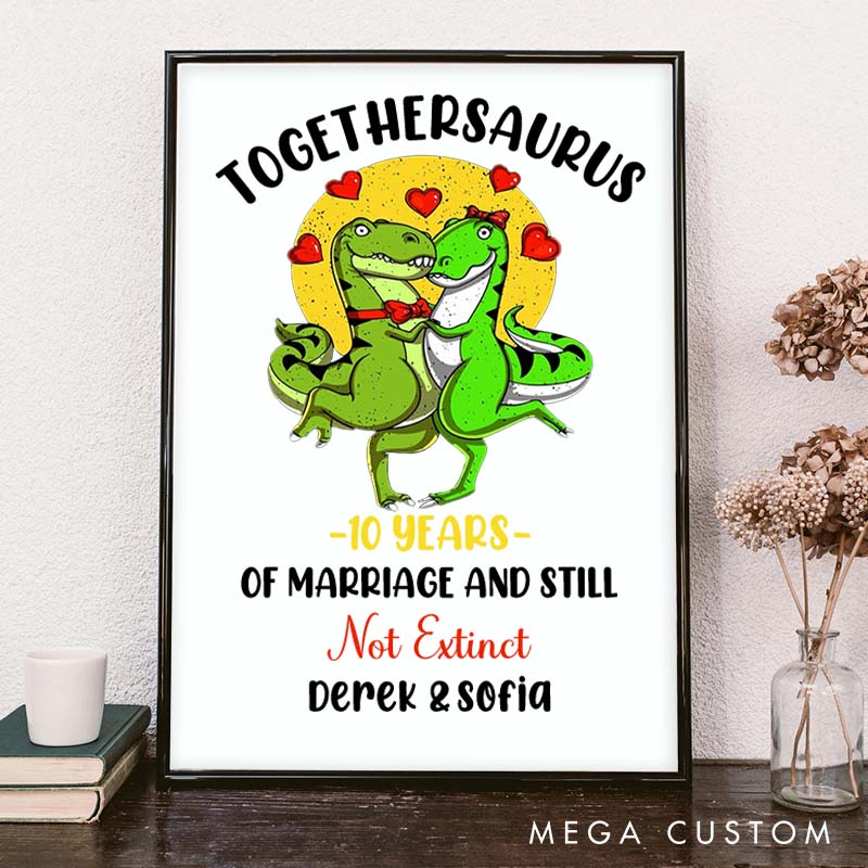 Personalized TOGETHERSAURUS 20 Years and Still Not Extinct Canvas Painting Funny Couple Timeless Anniversary Canvas Painting