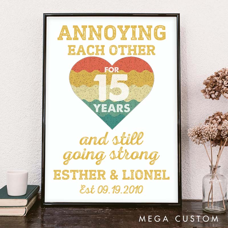 Personalized Annoying Each Other Canvas Painting Vintage 15th Anniversary Painting Couple Anniversary Gift Canvas Painting