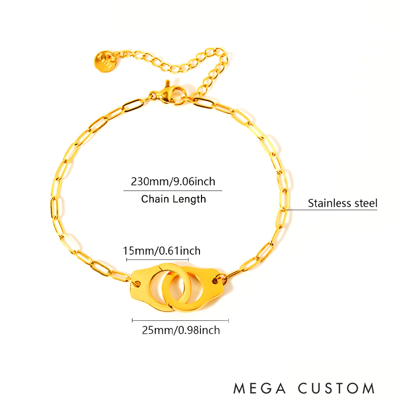 Personalized Police Handcuff Shape Bracelet Valentine's Day Gift for Police Officers