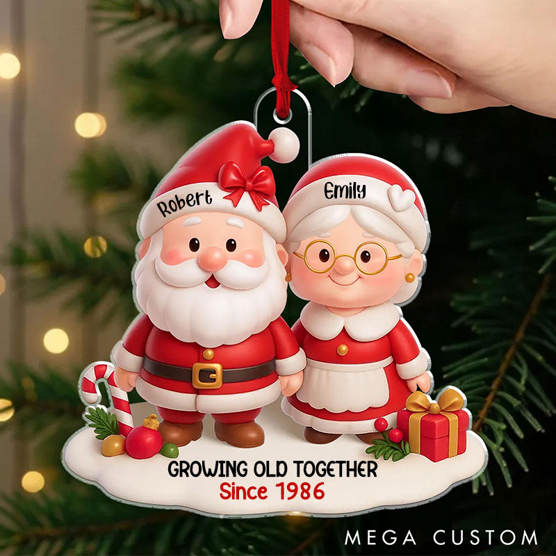 Personalized Santa Couple Growing Old Together Acrylic Ornament Anniversary Christmas Gift for Husband Wife