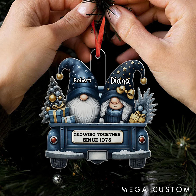 Personalized Couple Gnome Christmas Ornament Growing Old Together Acrylic Christmas Ornament Gift for Couple Christmas Keepsake
