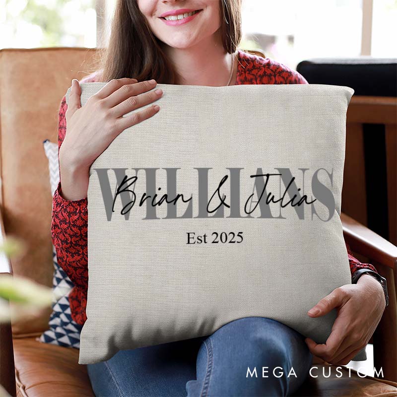 Personalized Couple Anniversary Name Pillow Couple Last Name Design Pillow with Established Date Wedding Anniversary Pillow for Her Him